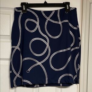 Greg Norman Collection Navy Chain Pattern Mini Skirt